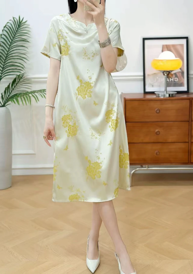 666-1 织花组合夏季宽松连衣裙女装连衣裙妈妈装956