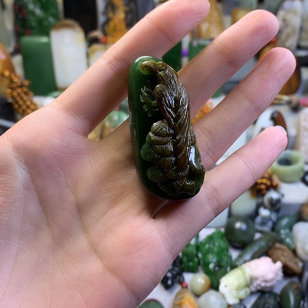 和田玉未镶嵌摆件林*