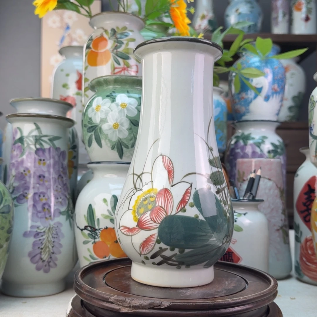 景德镇陶瓷手绘花瓶无孔