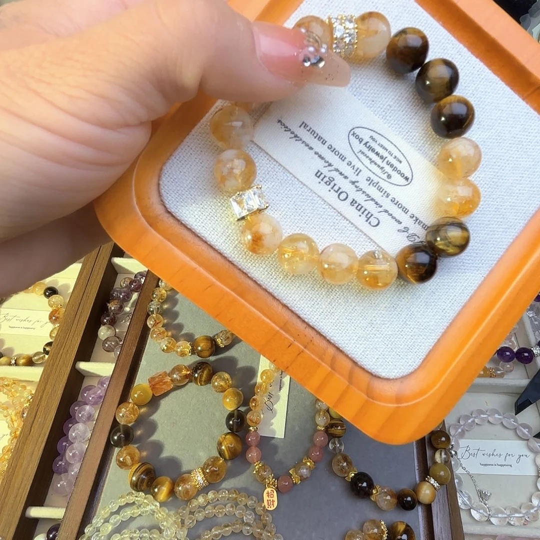 烟晶手链银S925镶嵌88888