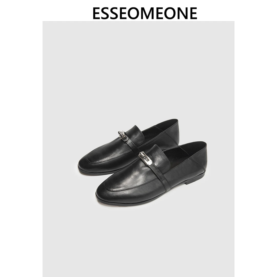 英伦风小众水洗马皮乐福鞋女2025春季新款皮鞋软皮锁扣一脚蹬单鞋