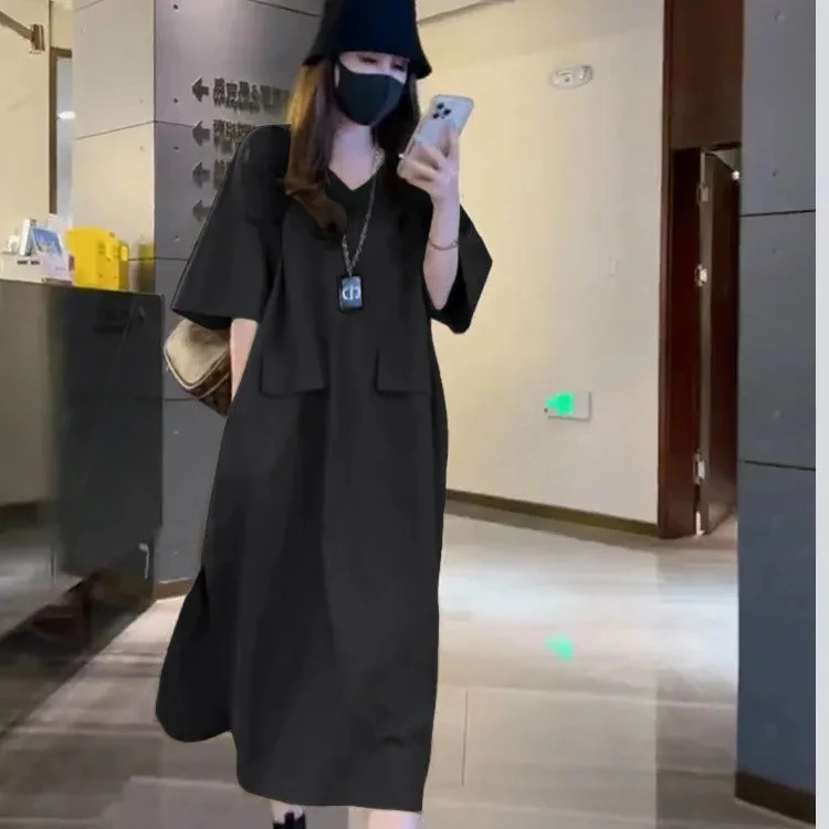 高级感欧货连衣裙2024大码女装名媛女神范气质洋气宽松巨显瘦裙子