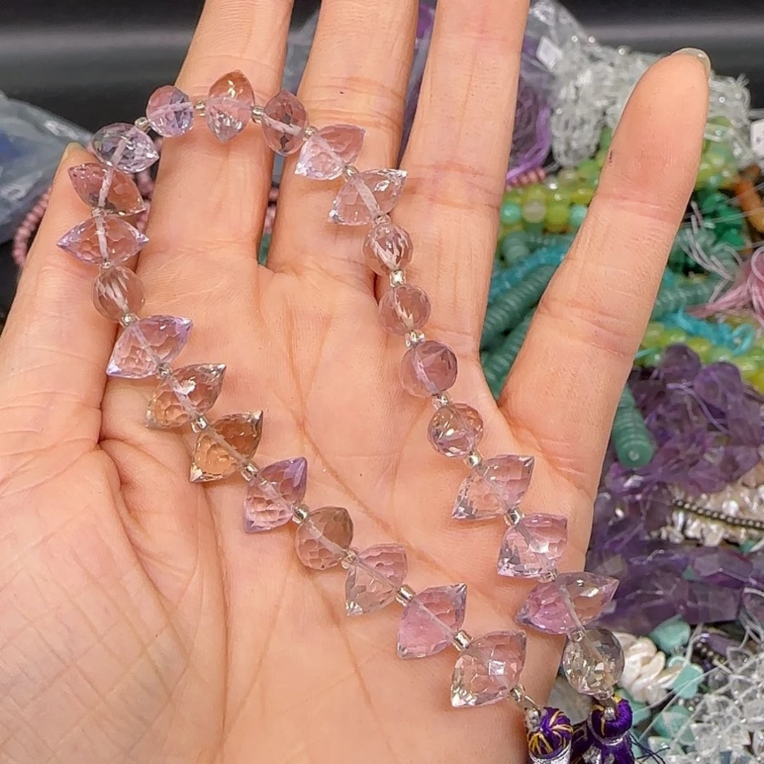 玛瑙/玉髓合金珠宝半成品猫*紫黄晶拍三86发一条01