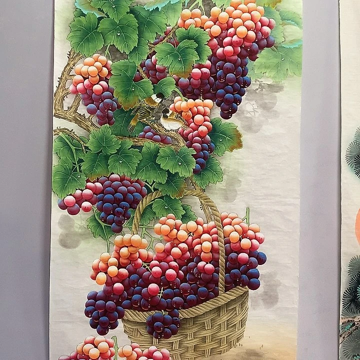 国画玉*四尺整纸葡萄画作