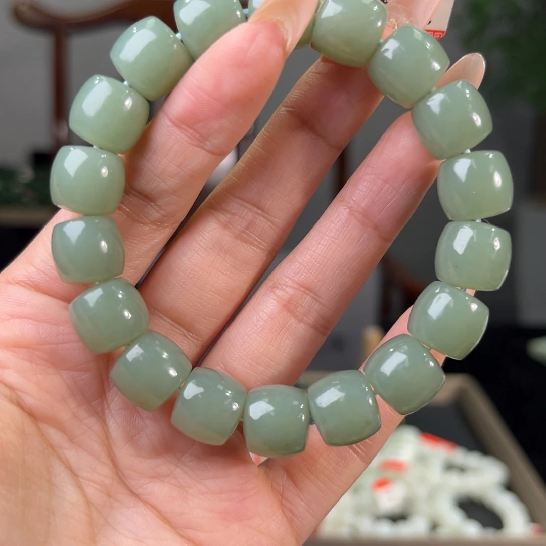 和田玉未镶嵌手链纯天然和田玉新疆且末天空之蓝卡12