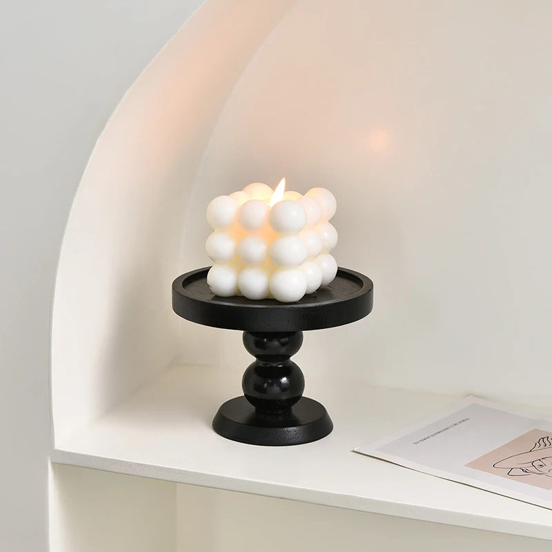 高级感复古木质高脚托盘摆件ins风玄关置物盘首饰香薰展示收纳盘