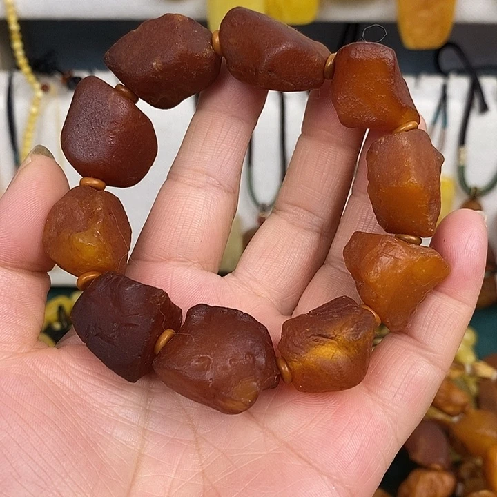 無***忧未镶嵌蜜蜡裸石手串