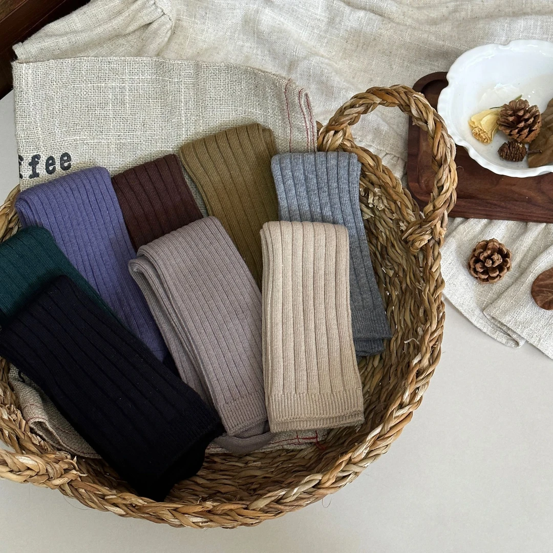 儿童袜子秋季新款无骨森系女童中筒堆堆精梳棉袜小腿袜韩版棉袜