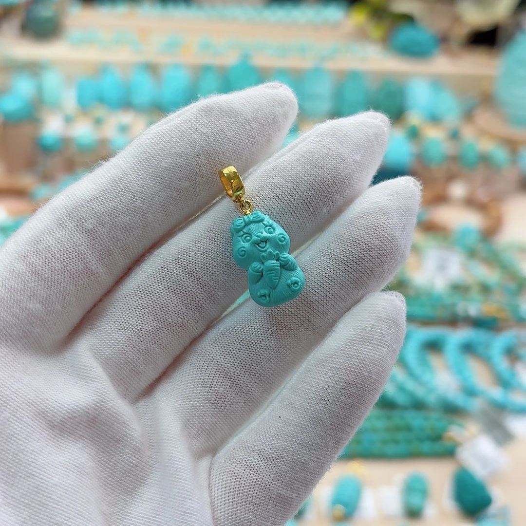 绿松石18K金镶嵌珠宝奇石