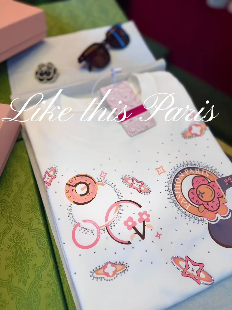 【L星球】轻奢时尚百搭 重工3D立体毛巾刺绣夏季设计感短袖