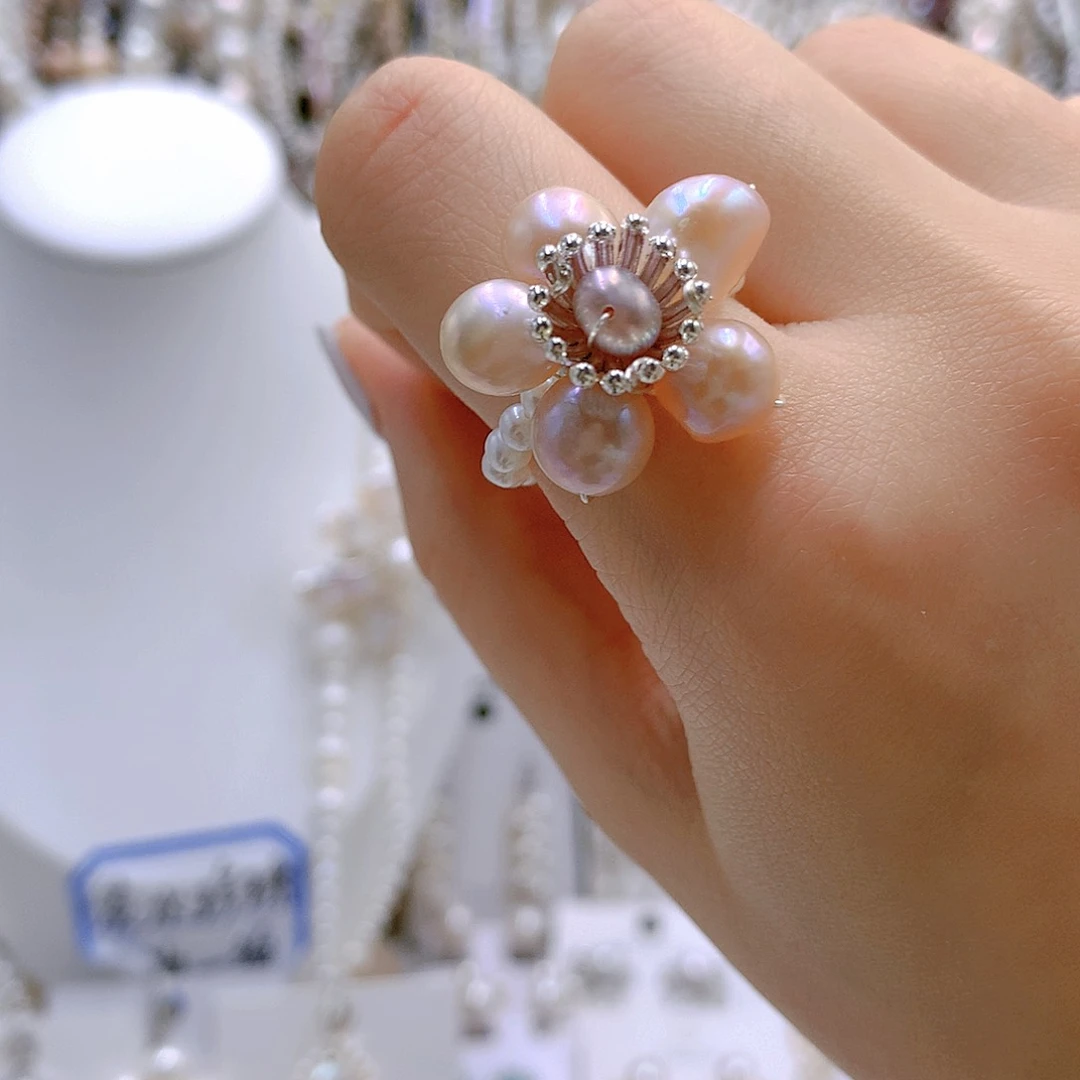 银S925镶嵌耳饰淡水珍珠