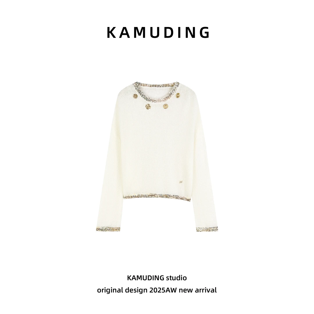 KAMUDING2025新款A49设计师慵懒风秋冬显瘦套头毛针织衫25389