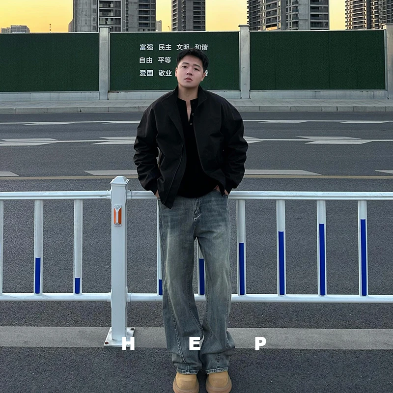 【侯二胖】cleanfit新品防水纯色夹克宽松立领男士休闲开春穿搭外套
