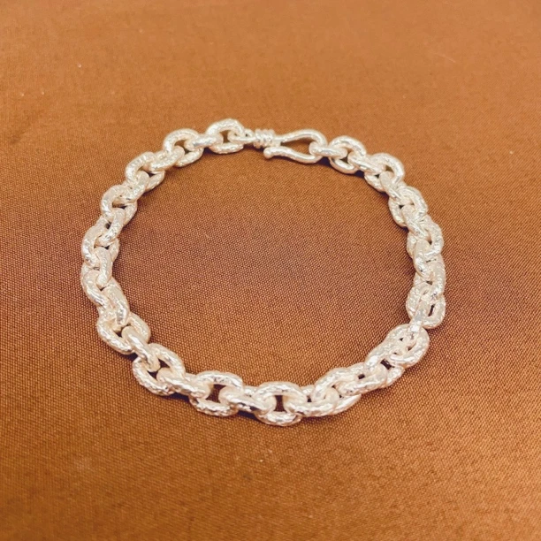 足银手链 足银999锤纹手链 骑士链纯手工女时尚经典原创男复古