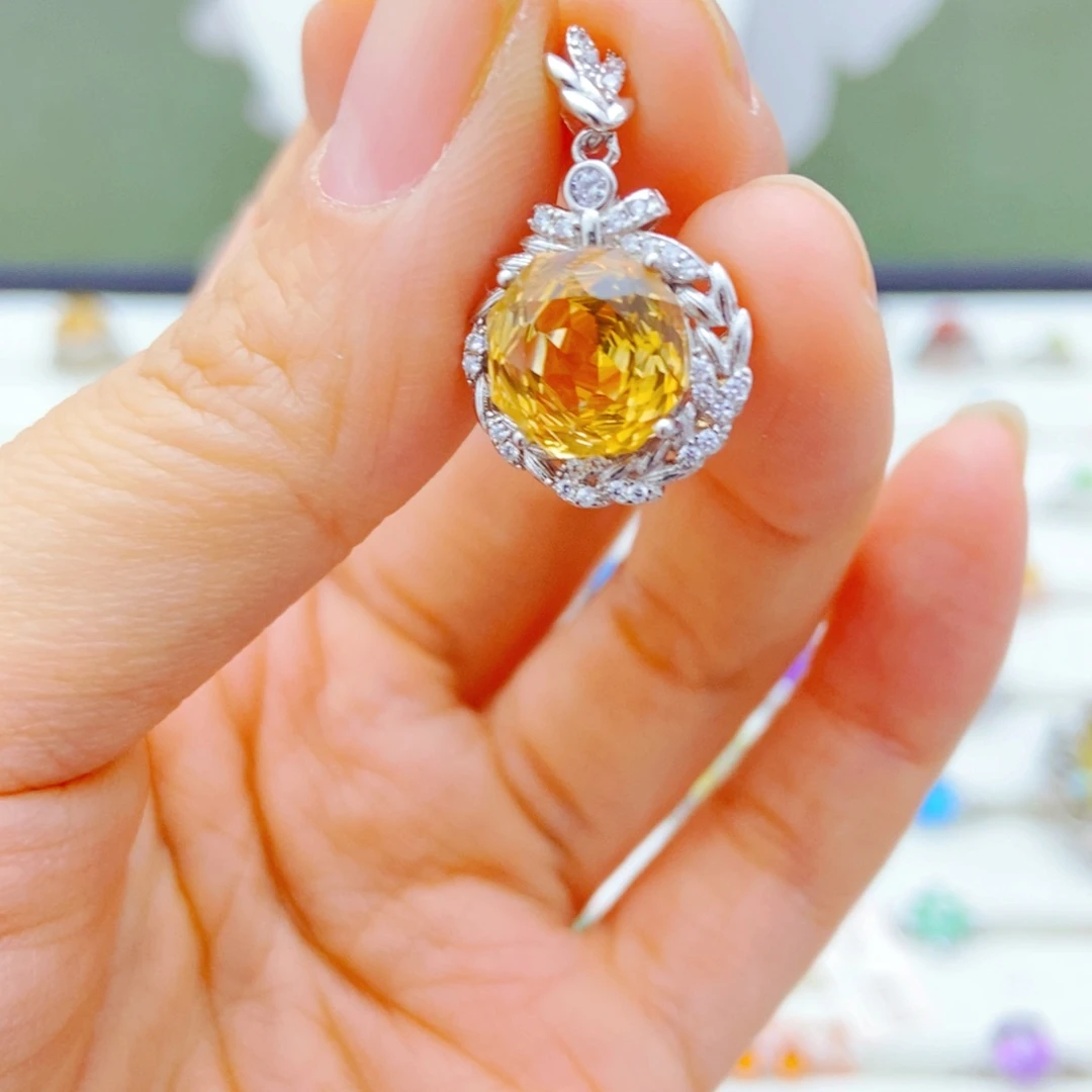 吊坠(赠链)银S925镶嵌黄晶