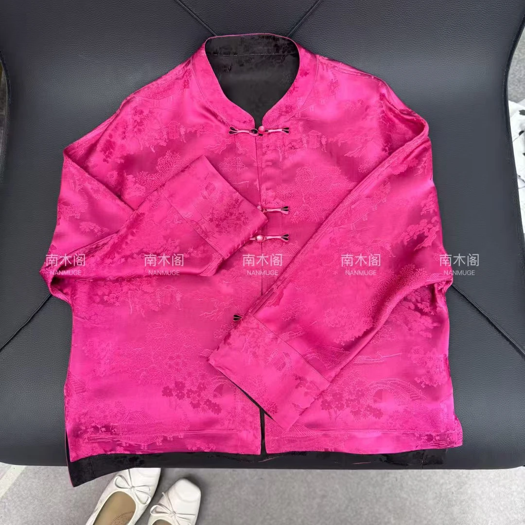 （玫亭）2025新款常规款薄款新中式女刻花短外套长袖袖