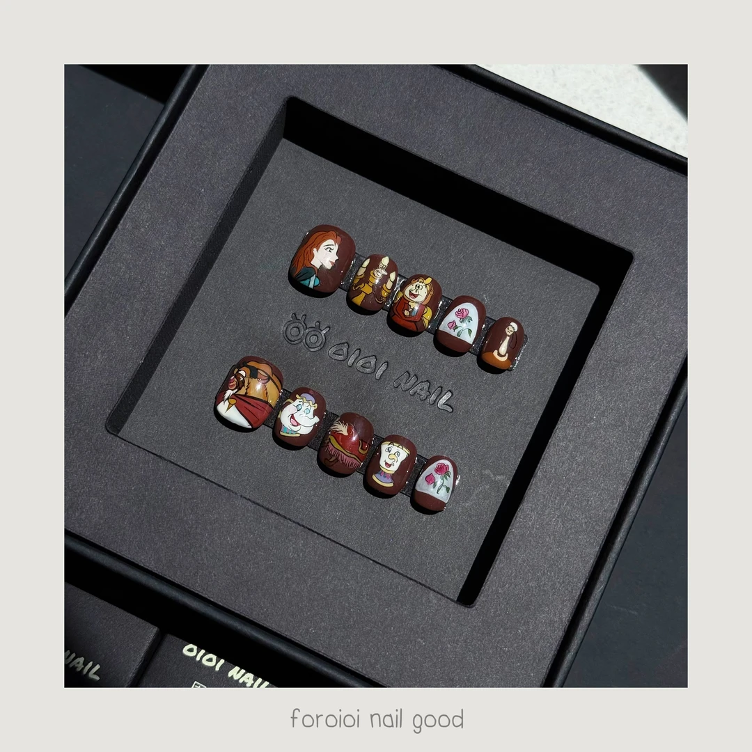 foroioinail 手绘系列“美女与野兽”手绘穿戴甲 手工穿戴甲