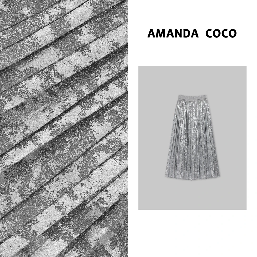 专属|设计师款 ~重工烫银气质显瘦百褶半裙