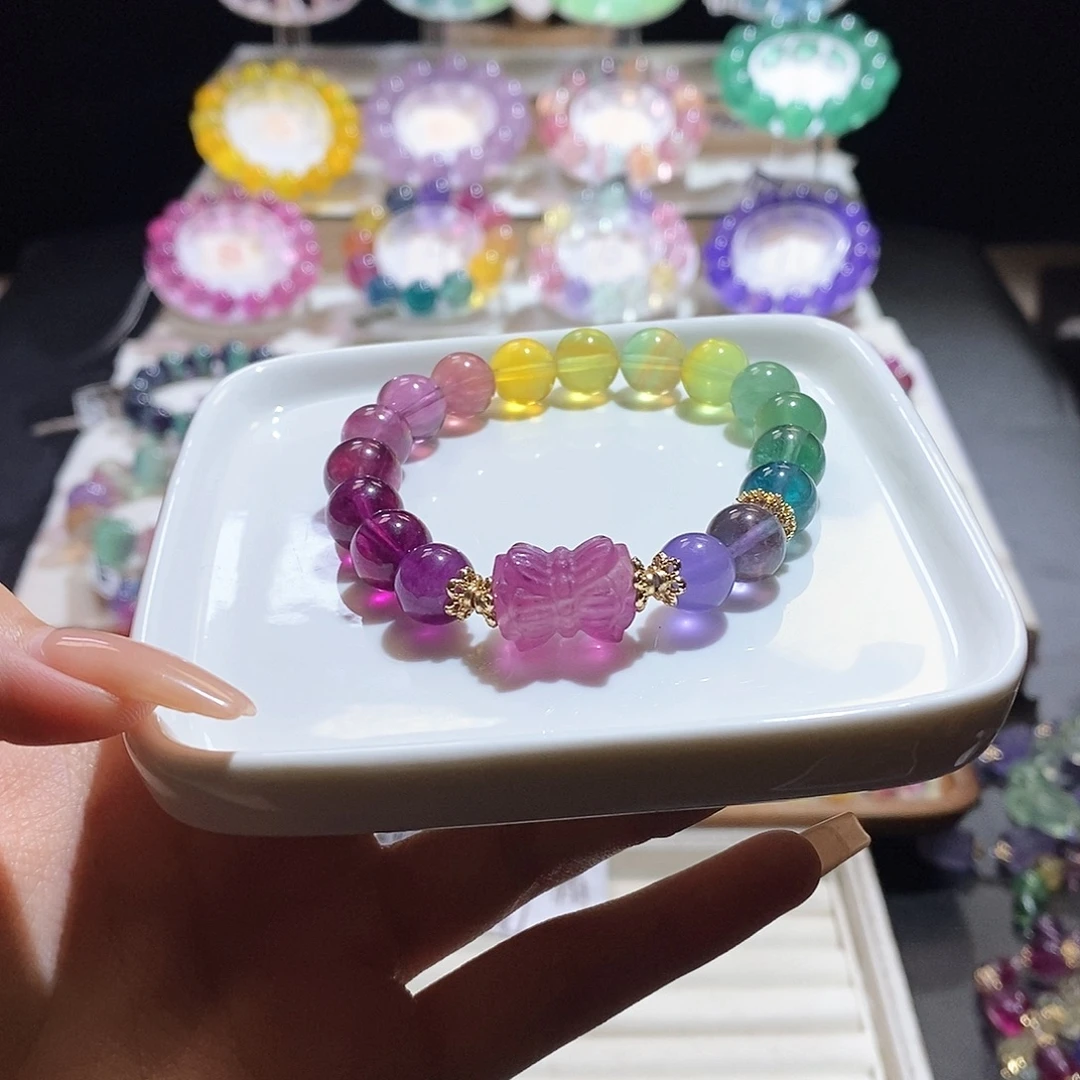 手链萤石未镶嵌渐变彩虹