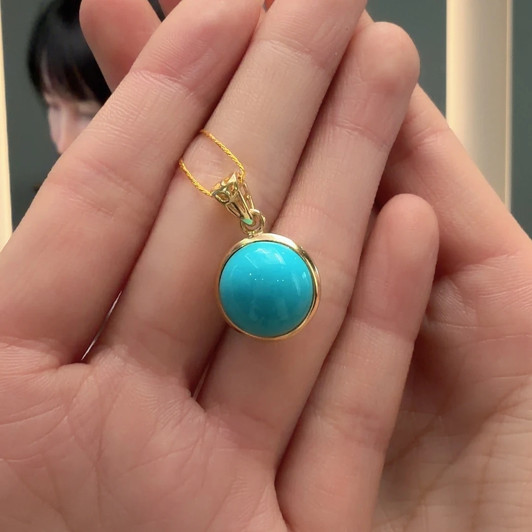 绿松石银S925镀金镶嵌颈饰