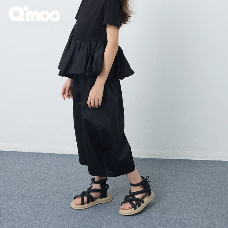 Qimoo/淇木25年夏季纯色百搭薄款宽松森系九分裤休闲裤QSS2KC691X