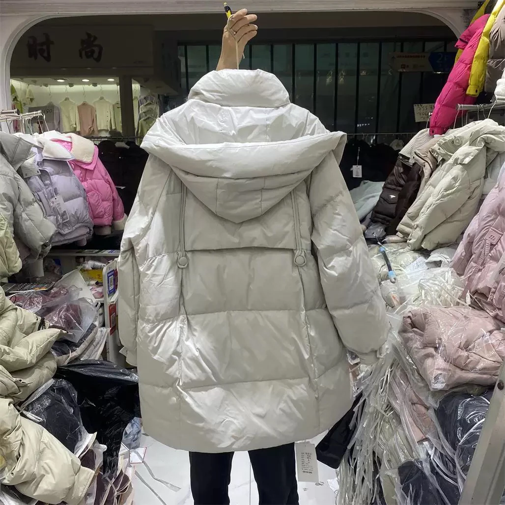 羽绒服女中长款2024冬新款连帽宽松时尚白鸭绒爆款加厚外套女9972
