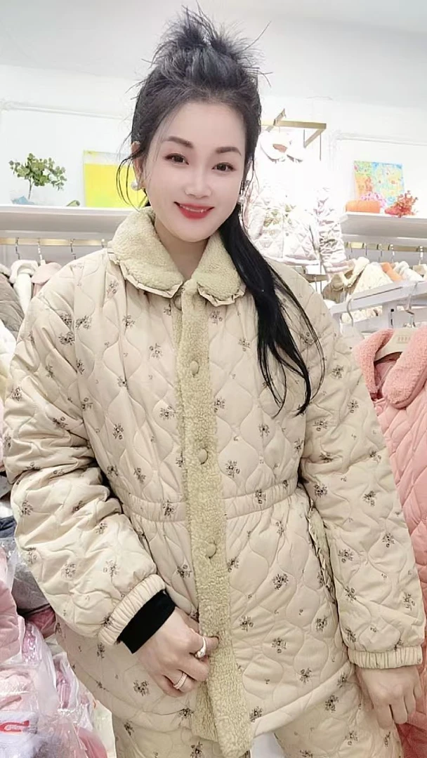 女冬季睡衣家居服可外穿轻薄不臃肿