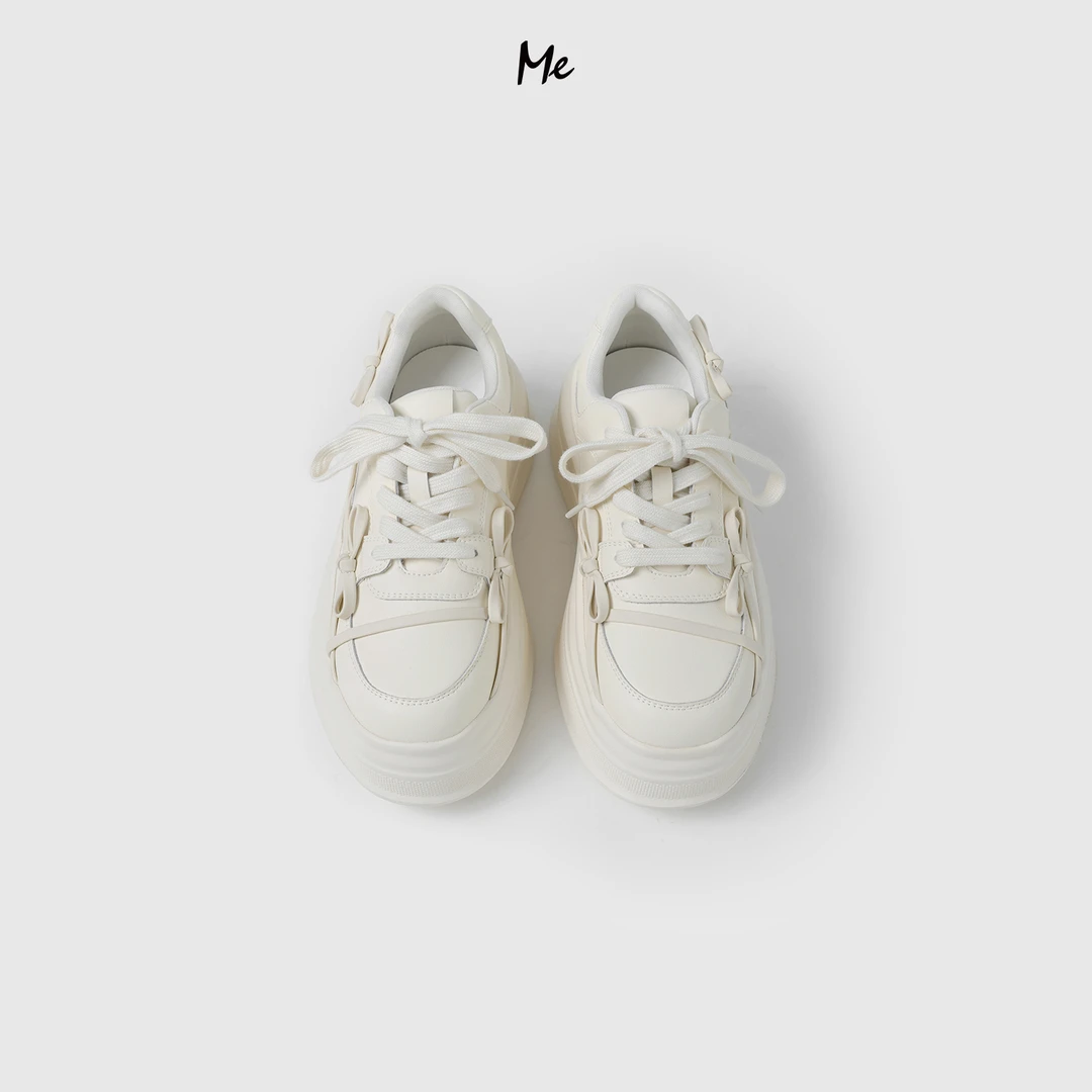 ME【真皮蝴蝶结厚底小白鞋】重磅小牛皮增高百搭时尚鞋子MESA1563