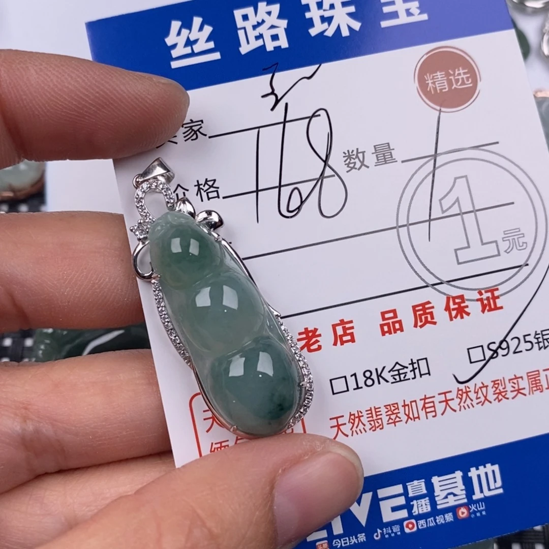 玉***朋翡翠银S925镶嵌颈饰