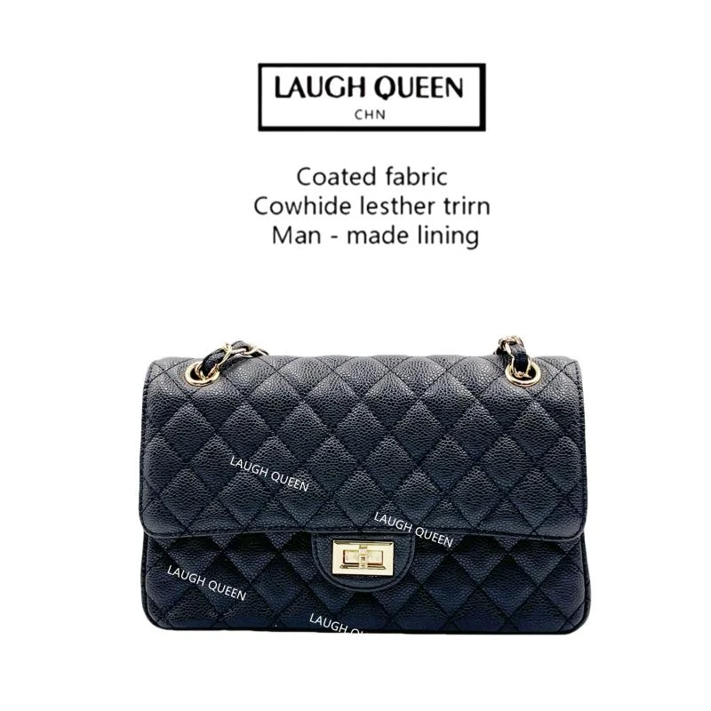 Laugh Queen无手工打造真皮女士新款包酱黑色
