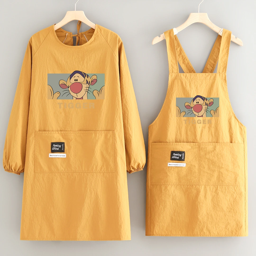 洋气防泼水长袖罩衣厨房家用做饭围裙定制印字餐饮专用上班工作服