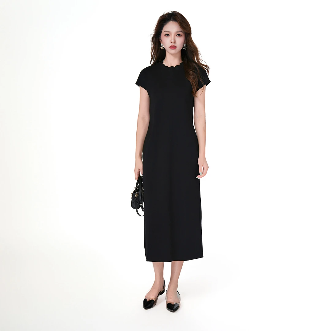 CsyX2-2025S/S钩花刺绣领口坎肩无袖连衣裙S10901