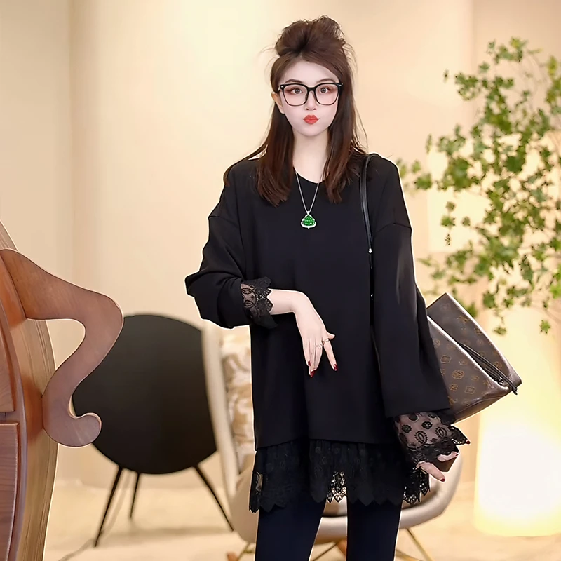 【Linda姐高端线】新款复古气质百搭叠穿蕾丝显瘦T恤AA5STX0078