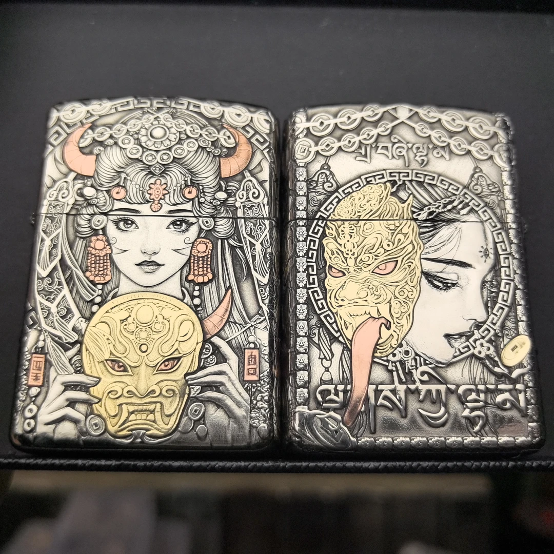 ZORRO2代902S盔甲(扎吉拉姆)五面浮雕镶嵌煤油打火机[云川工作室]