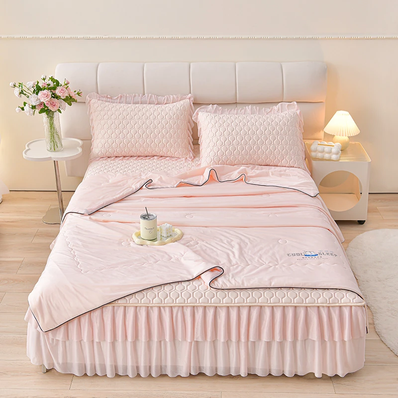 水星家纺适用夏季乳胶席冰丝凉席夏凉被四件套床裙款空调软席被子