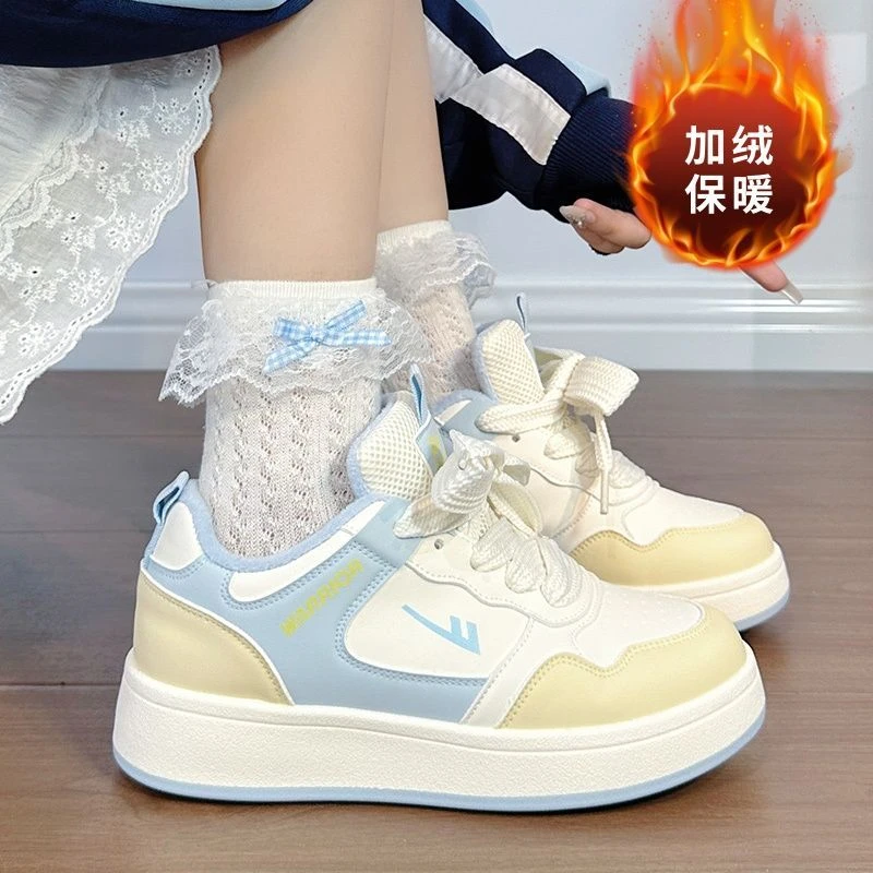 回力加绒保暖小白鞋女2025秋冬季新款韩版棉鞋百搭厚底休闲板鞋潮