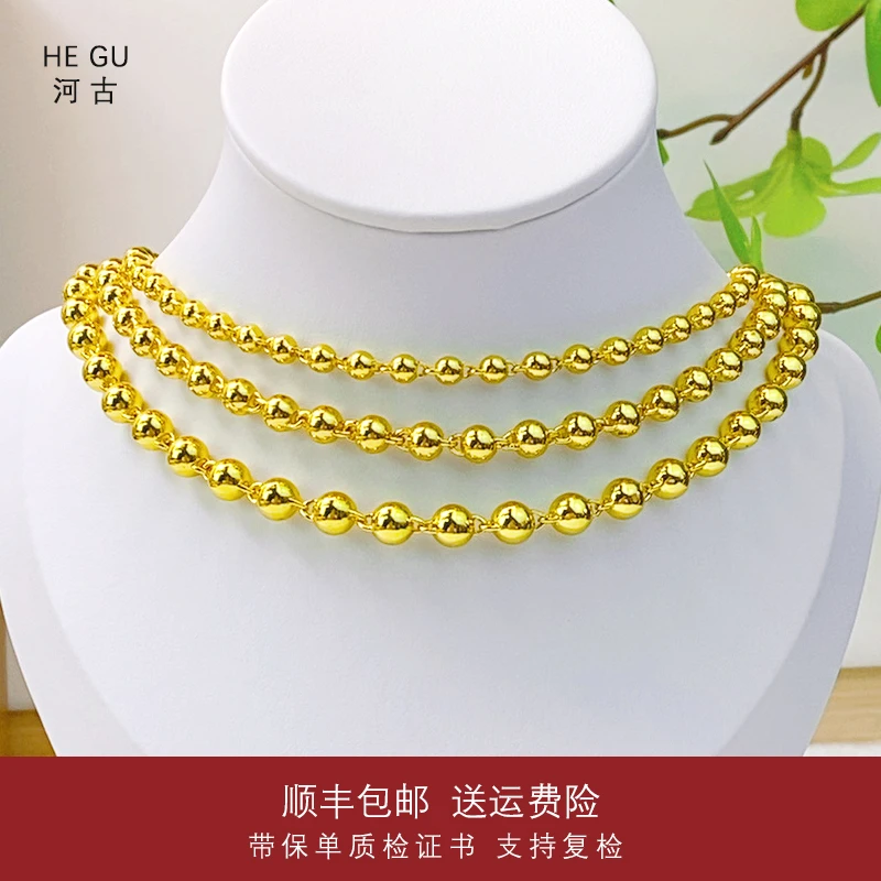 链子足银 +外金【光珠项链】时尚复古国风气质百搭 光面佛珠项链