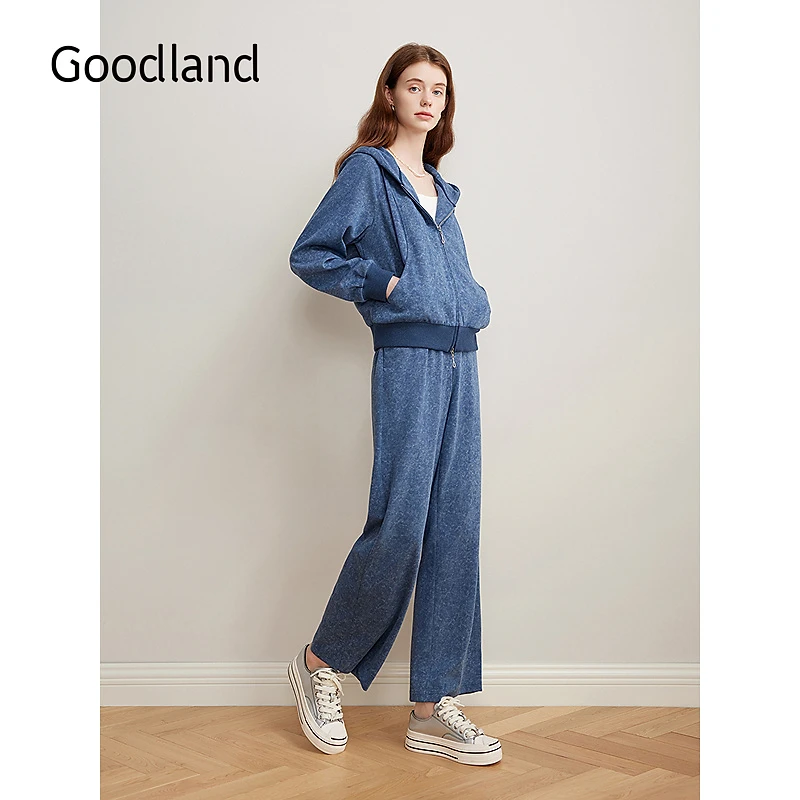 Goodland美地2025春季新欧若动感风莫比乌斯环拉链连帽宽松短外套