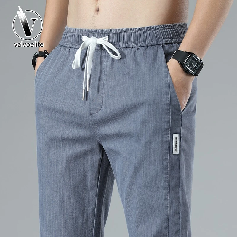 VALVOELITE夏季薄款冰丝牛仔裤男士休闲长裤新款初秋穿搭男士冰丝