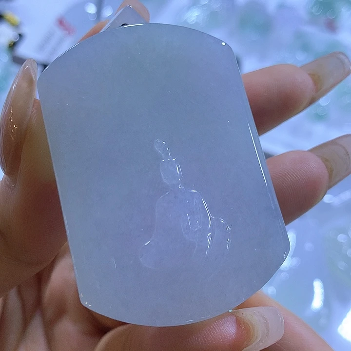 翠***花翡翠未镶嵌颈饰天然翡翠A货吊坠