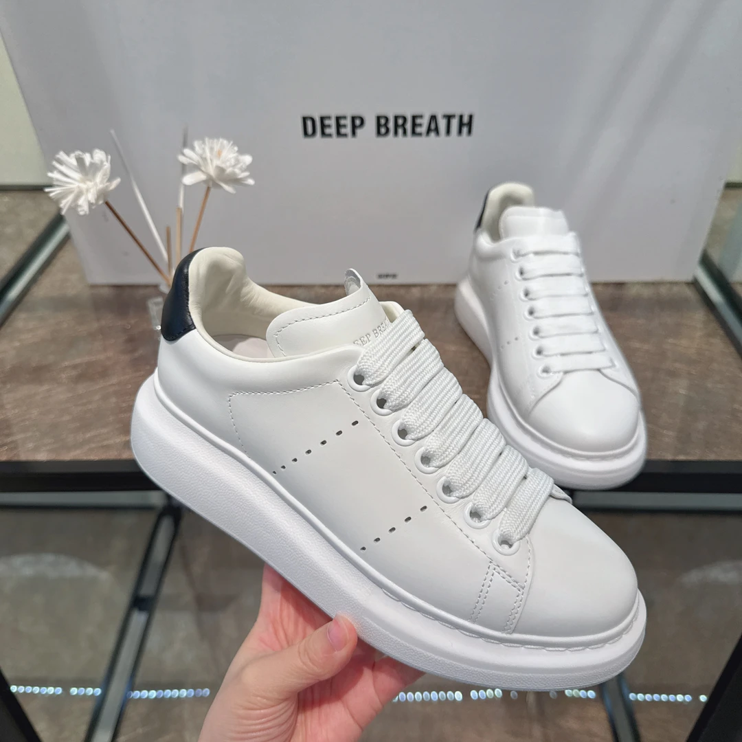 深呼吸深呼吸女鞋 牛皮厚底圆头休闲鞋大白鞋 12327