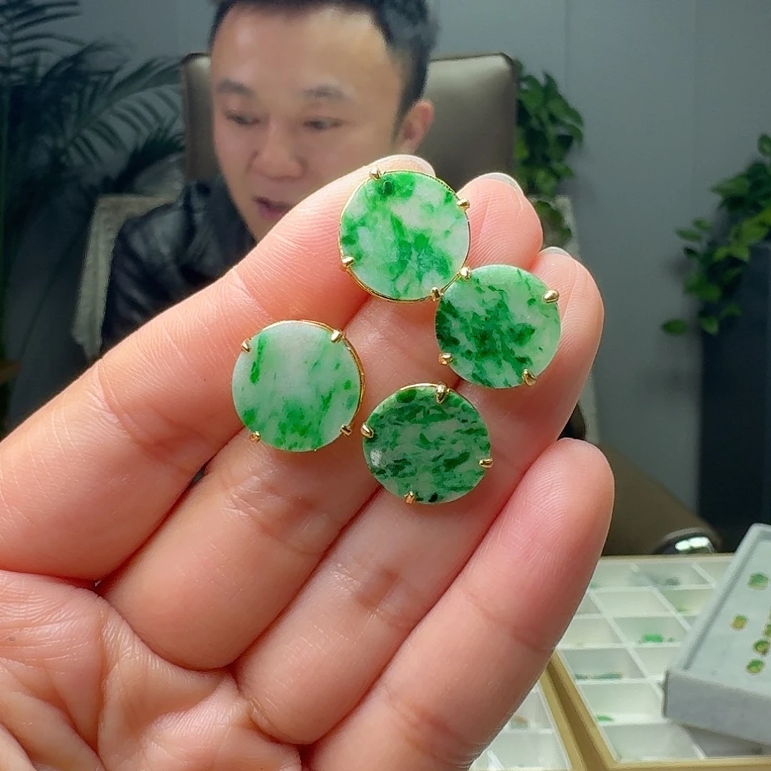 翡翠银S925镶嵌耳饰多样性发货其一