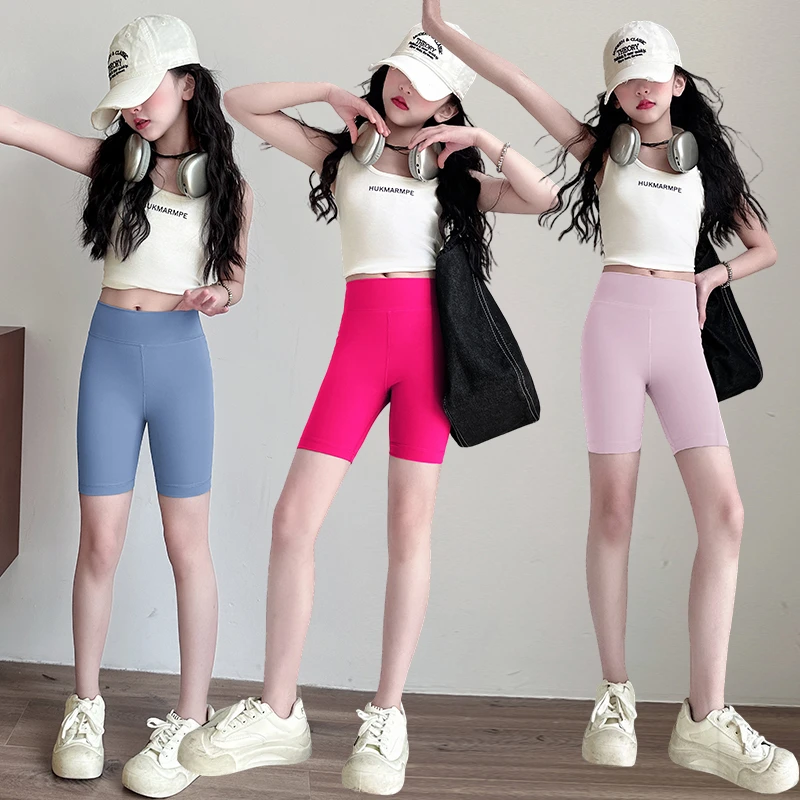 女童鲨鱼裤夏季2025新款儿童洋气中大童舞蹈瑜伽裤弹力紧身短裤