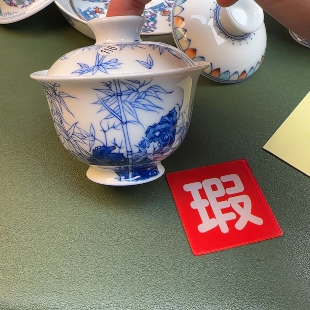 彦祖纯手工手绘茶具暗裂