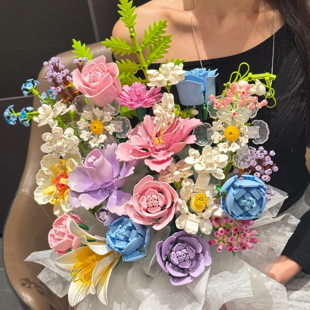 圣诞套装【圣诞告白】套装积木花拼插花朵送女友圣诞节礼物