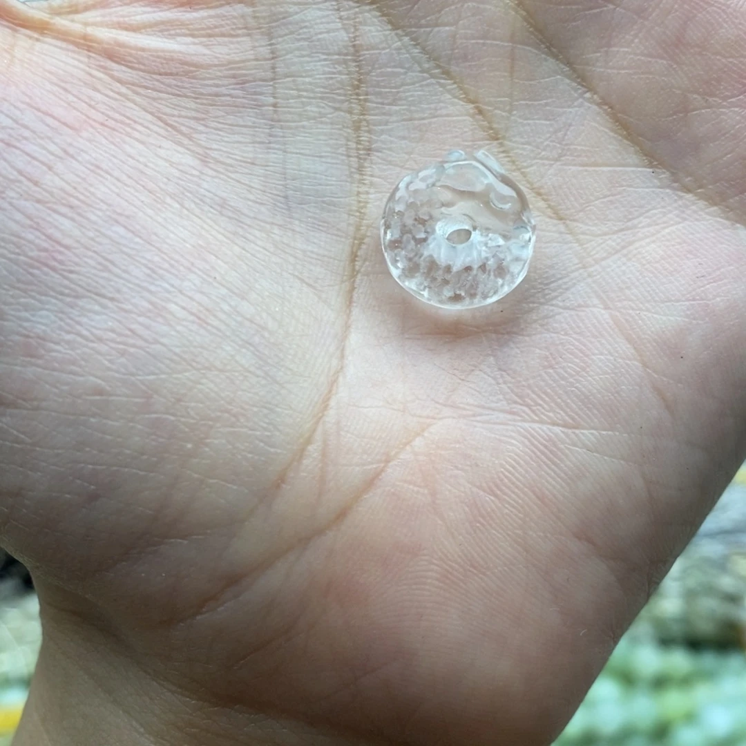 未镶嵌玛瑙/玉髓珠宝半成品一个纯天然白水晶龙扣13.5mm