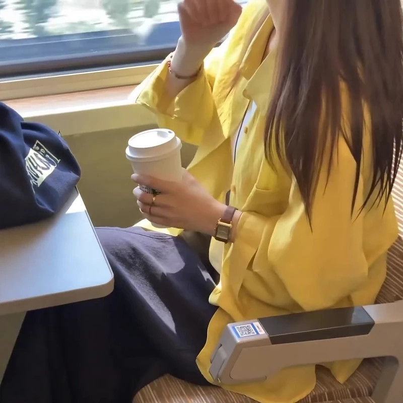 韩系姜黄色薄款亚麻衬衫女夏季高级感宽松百搭防晒外套配裙子罩衫