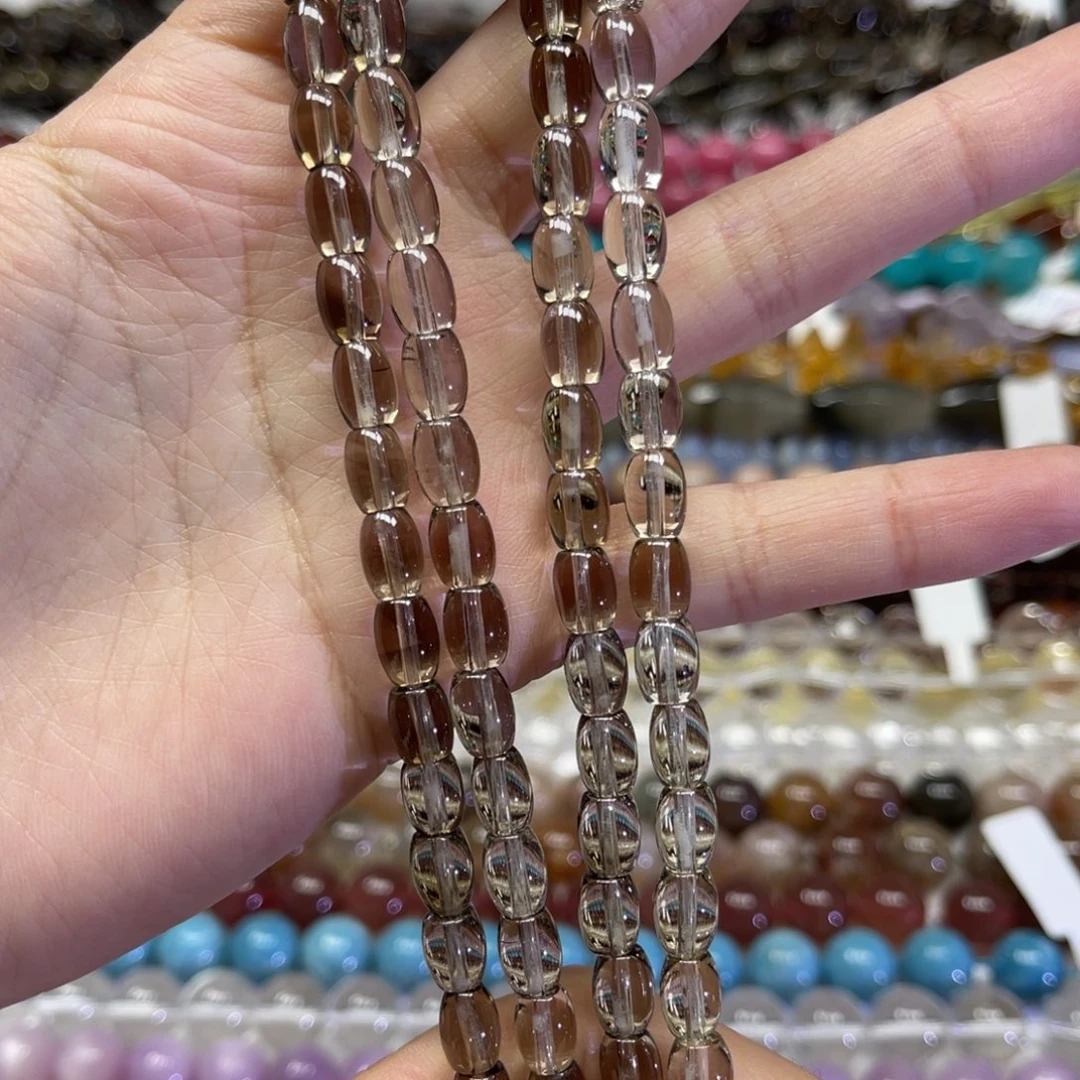 紫晶未镶嵌颈饰天然茶晶卡6长条38厘米