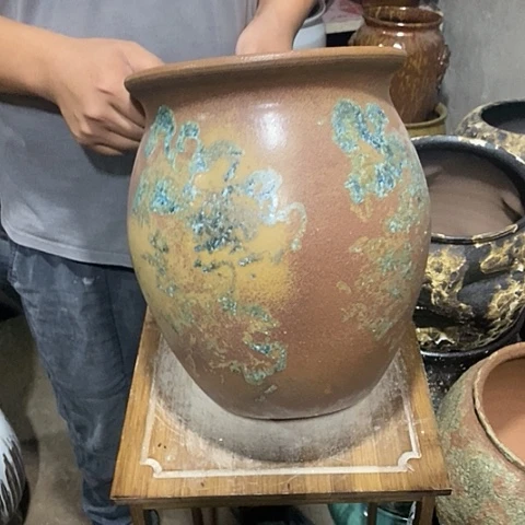 紫砂花盆口24高度30油画