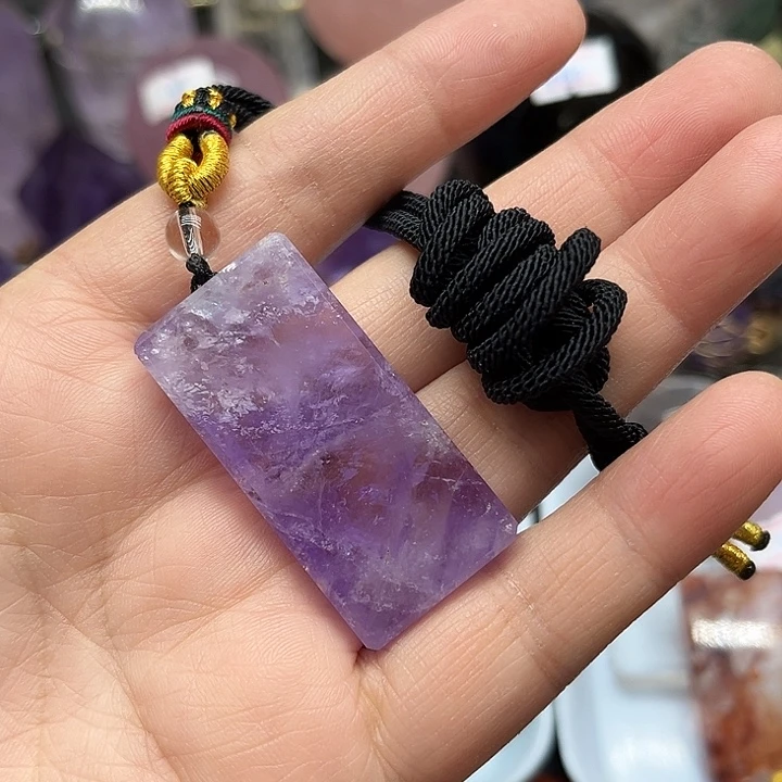 水晶未镶嵌珠宝半成品23克紫水晶无事牌吊坠